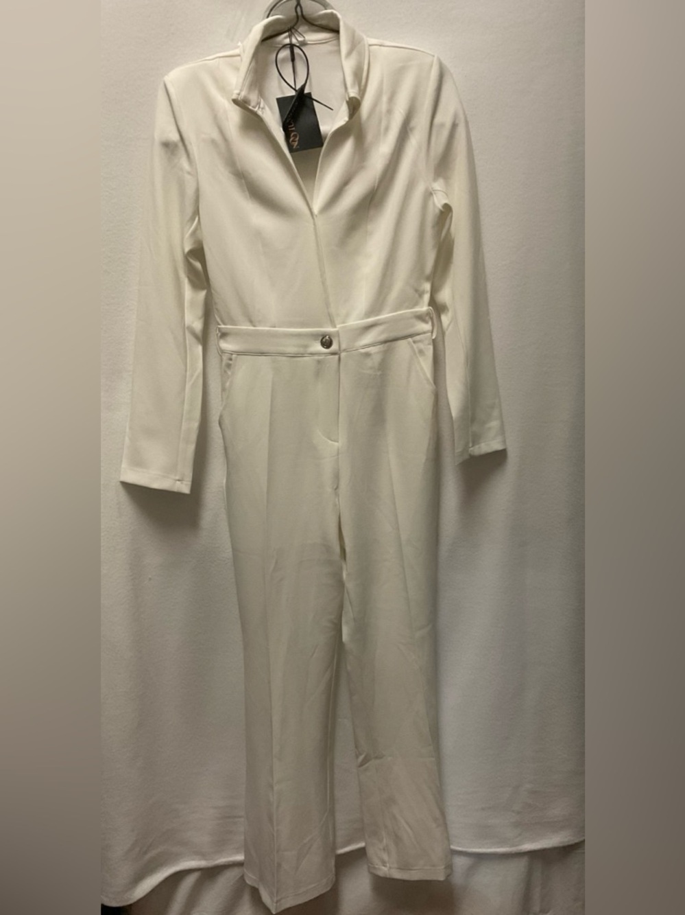 Women's Cream Long-Sleeve Jumpsuit
